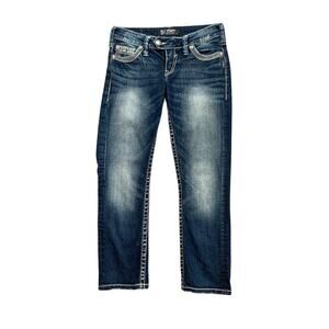 Silver Jeans Women 26 Denim Tuesday Low Rise Western Embroidered Capri Cropped